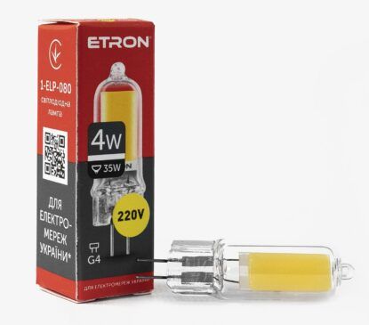 Лампа ETRON LED G4  4W 4200K 220V Light Power Glass (1-ELP-080)