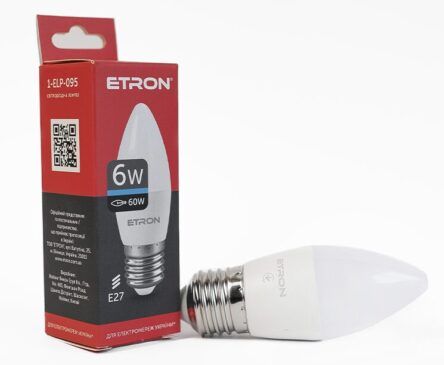 Лампа ETRON LED C37  6W 6500K E27 Light Power (1-ELP-095)