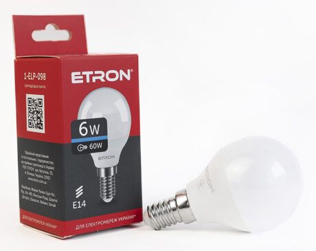 Лампа ETRON LED G45  6W 6500K E14 Light Power (1-ELP-098)