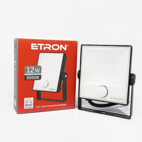 Прожектор ETRON Spotlight Power LED  12W 5000K з датчиком присутності  (1-ESP-222)