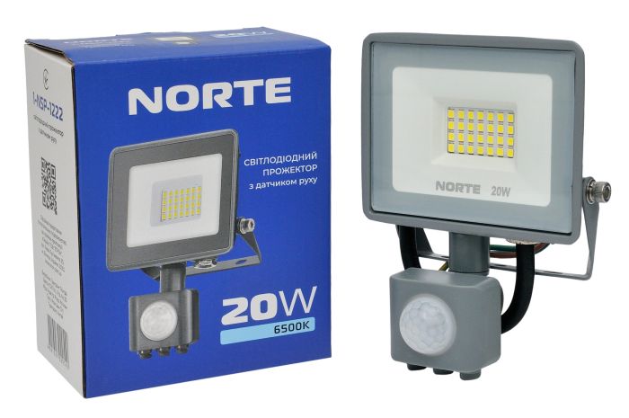 Прожектор ETRON NORTE LED  20W 6500K з датчиком руху (1-NSP-1222)