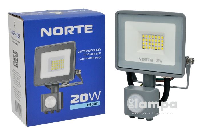 Прожектор ETRON NORTE LED  20W 6500K з датчиком руху (1-NSP-1222)