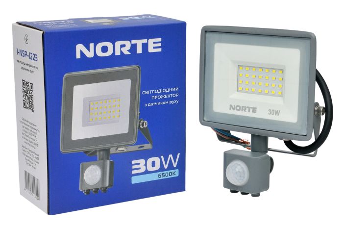 Прожектор ETRON NORTE LED  30W 6500K з датчиком руху (1-NSP-1223)