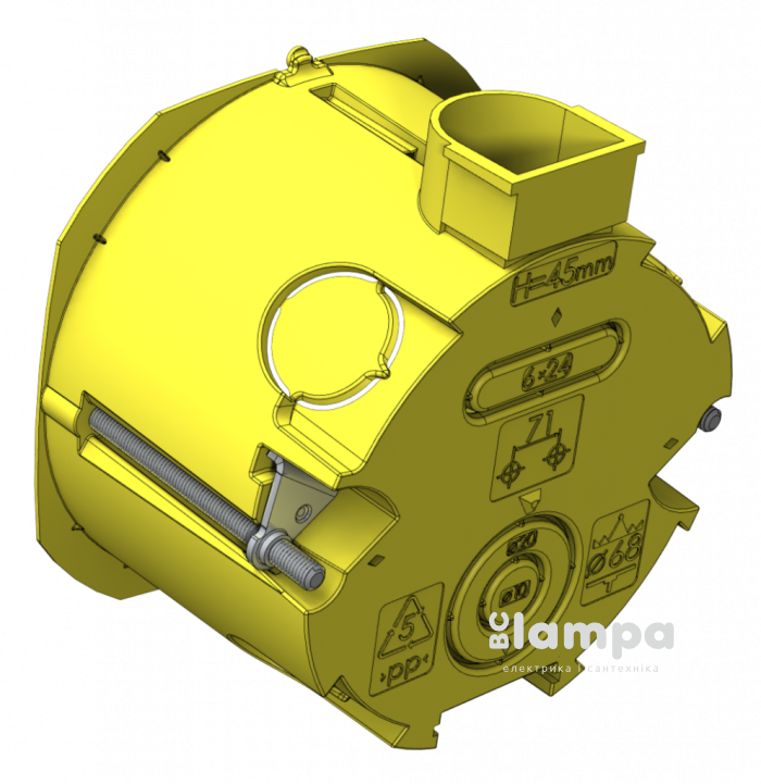 Установча коробка в г/к Ø65x45 PLANK жовта (MB002/PLK4002400/90020090)