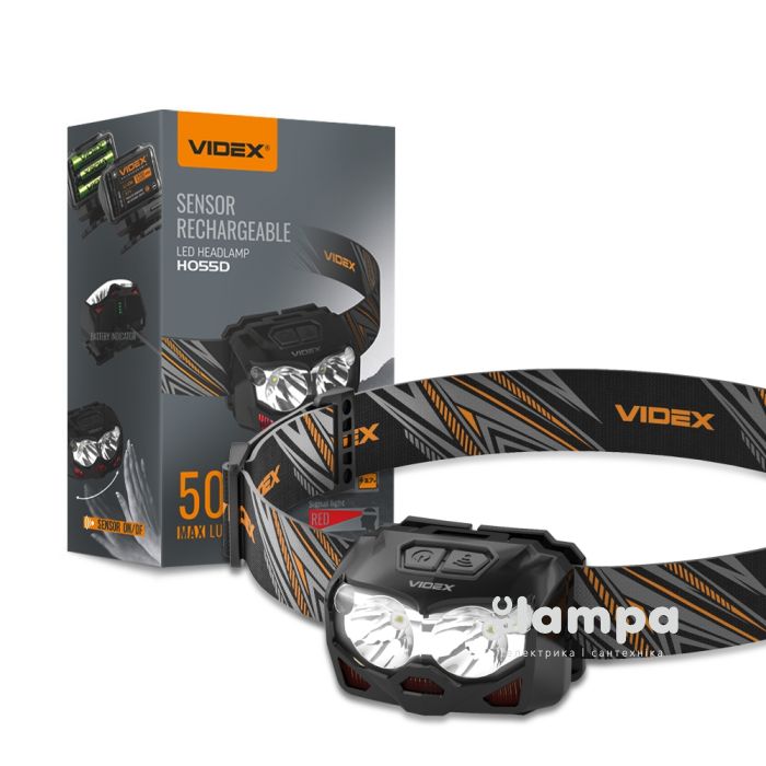 Фонарик налобний VIDEX  500Lm 5000K (VLF-H055D/27212)