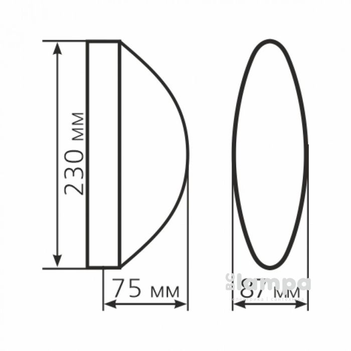 Светильник настенный ERKA 1165-Black чорний / прозорий овал 26W Е27 IP65