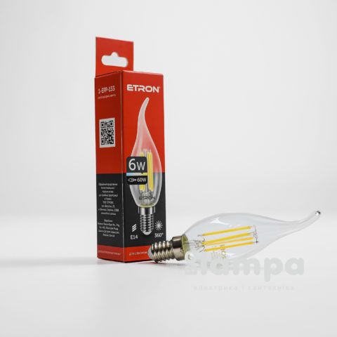 Лампа ETRON LED C37  6W 3000K E14 Light Power tailed (1-EFP-133)