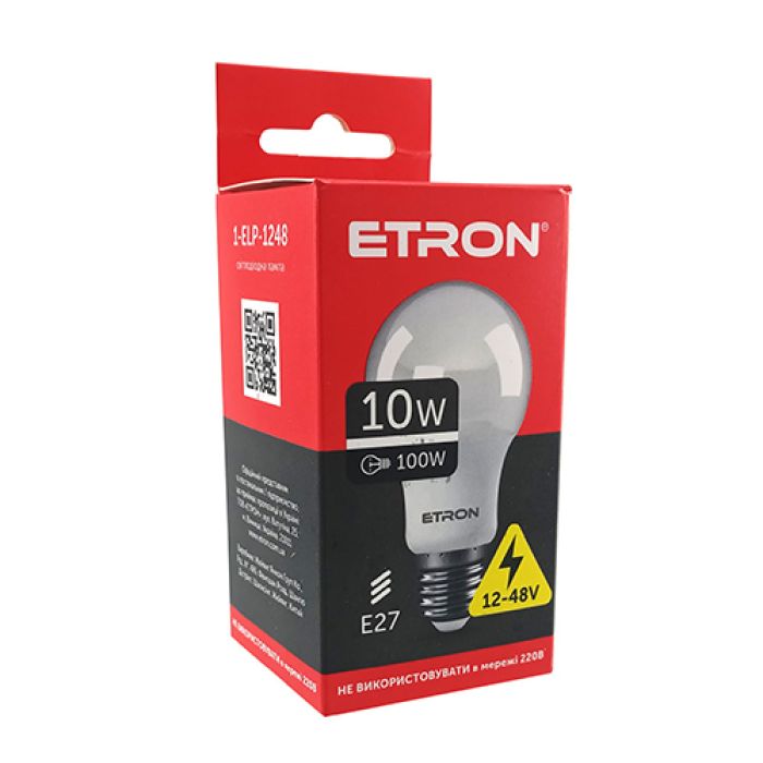 Лампа ETRON LED A60 10W 12-48V 4200K E27 Light Power (1-ELP-1248)