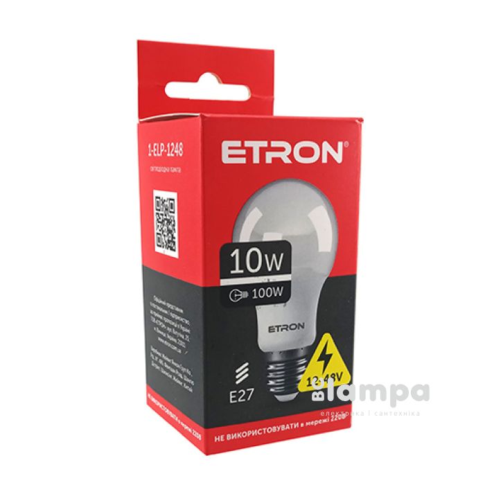 Лампа ETRON LED A60 10W 12-48V 4200K E27 Light Power (1-ELP-1248)