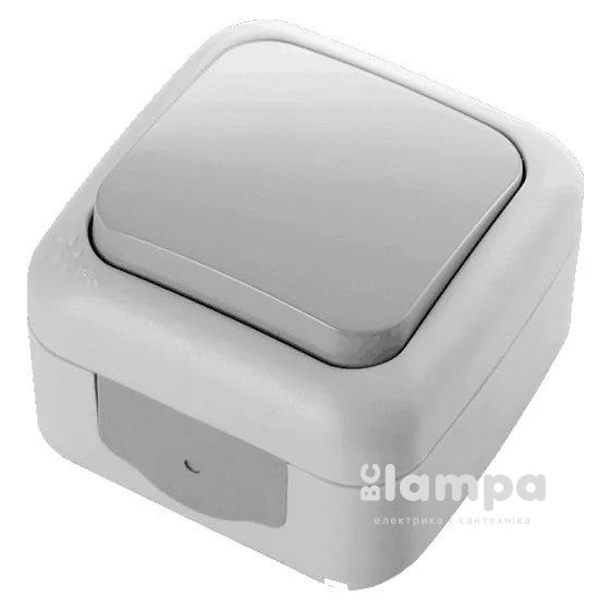 VIKO вимикач 1 кл PALMIYE сірий накладний вологозахищений(90555501)