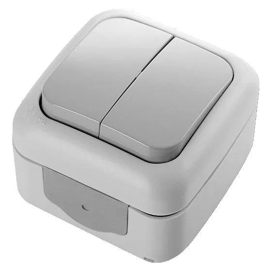 VIKO выключатель 2 кл PALMIYE сірий накладной влагозащищенный (90555502)