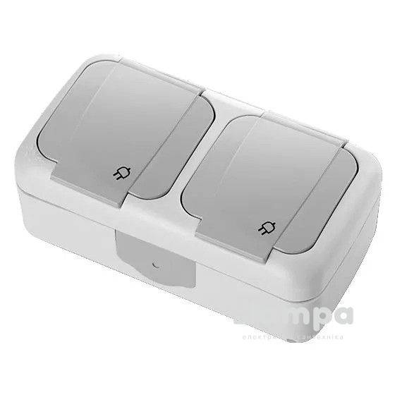 VIKO Розетка 2-а + кришка PALMIYE сіра накладна вологозахищена (90555588)