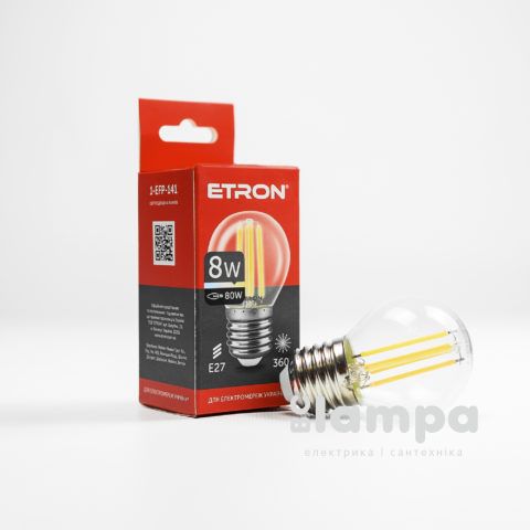 Лампа ETRON LED G45  8W 3000K E27 Filament Power (1-EFP-141)