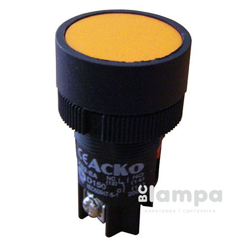 Кнопка АСКО XB2-EA155 желтая без фиксации "NO+NC" Ø22 (A0140010042)