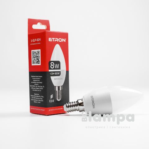 Лампа ETRON LED C37  8W 4200K E14 Light Power (1-ELP-024)