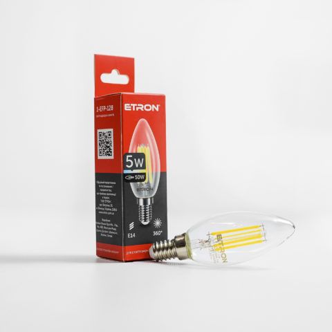 Лампа ETRON LED C37  5W 4200K E14 Filament Power (1-EFP-128)