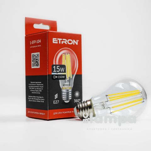 Лампа ETRON LED A60 15W 4200K E27 Filament Power (1-EFP-104)