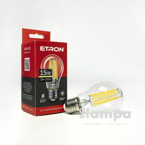 Лампа ETRON LED A60 15W 3000K E27 Filament Power (1-EFP-103)
