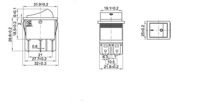 Перемикач клавішний КП - 45и 15А/220W червоний KSD4 (505473)