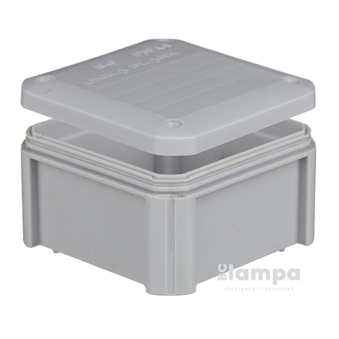 Розподільна коробка зовнішня  85*85*40мм IP55 з суцільними стінк UNIKA PLANK IB403 сіра (PLK4030850)