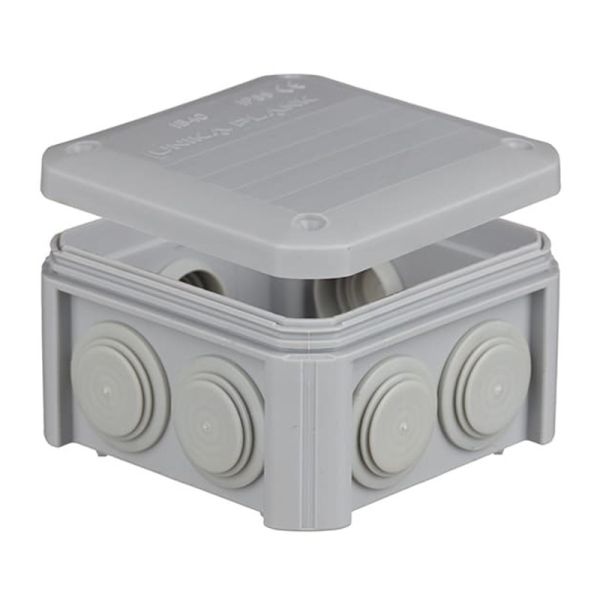 Розподільна коробка зовнішня  90*90*52мм IP55 з сальниками UNIKA PLANK IB401 сіра (PLK4010850)