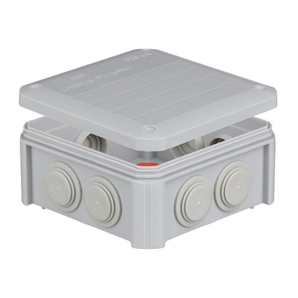 Розподільна коробка зовнішня 114*114*57 мм IP55 з сальниками UNIKA PLANK IB601 сіра (PLK6010850)