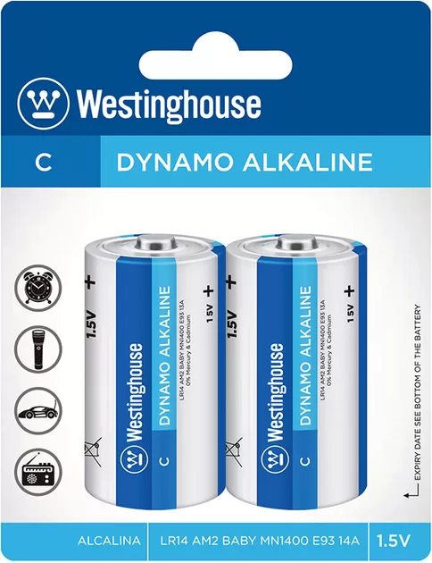 Батарейка WESTINGHOUSE Dynamo Alkaline C/LR14 (LR14-BP2) - ціна за1шт.