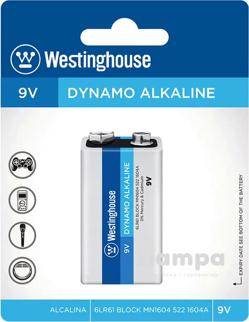 Батарейка WESTINGHOUSE Dynamo Alkaline 9V alkaline (6LR61)