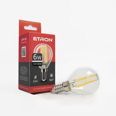 Лампа ETRON LED G45  6W 4200K E14 Filament Power (1-EFP-152)