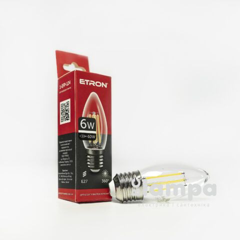 Лампа ETRON LED C37  6W 4200K E27 Filament Power (1-EFP-124)