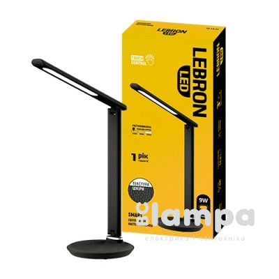 Светильник настольный LEBRON LED L-TL-L 9W 3000K, 4100К, 6500К, блок питания, черная кожа (15-13-31)