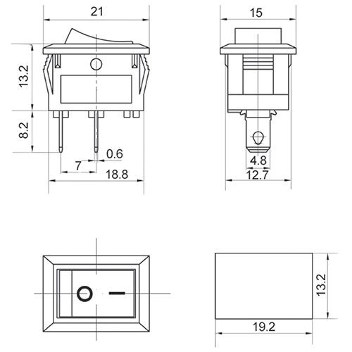 Перемикач клавішний КП -  5  6A/220W черный KSD1-101 (505408ч) A0140040050