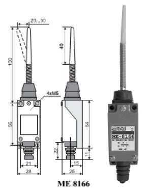 Кінцевий перемикач МЕ 8166 (пружина шпилька пластик)