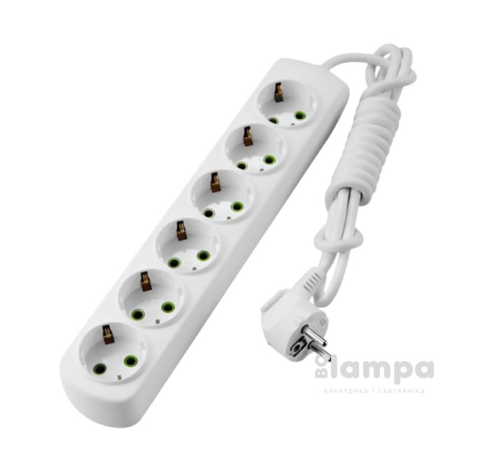 Подовжувач 6гн.  2м  с з/к LEZARD LETITIA (721-0602-601)