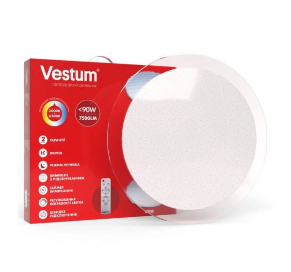 Світильник стельовий VESTUM SATURN 90W 570*65мм 3000-6500K 7500Lm з д/у (1-VS-8508)
