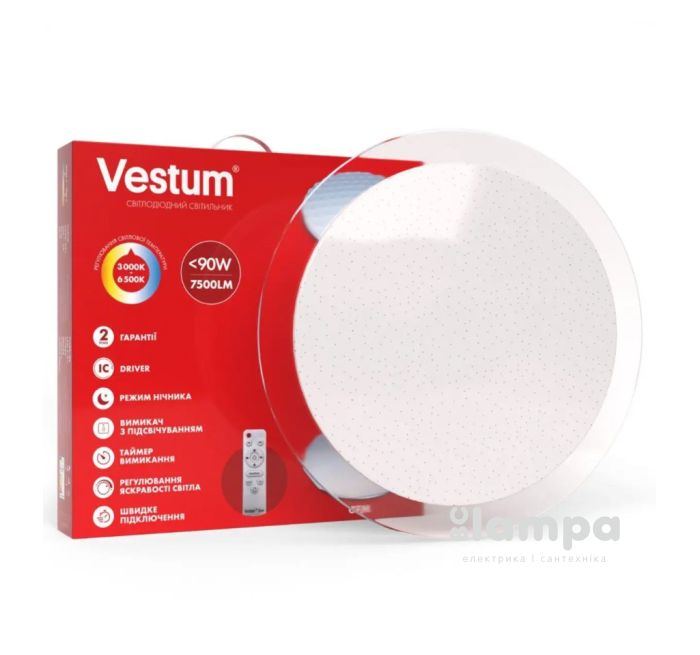 Світильник стельовий VESTUM SATURN 90W 570*65мм 3000-6500K 7500Lm з д/у (1-VS-8508)