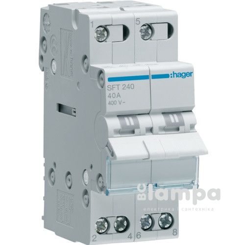 РПМ (перекидний рубильник модульний Din) 2Р 40А 1-0-2  HAGER (SFT240)