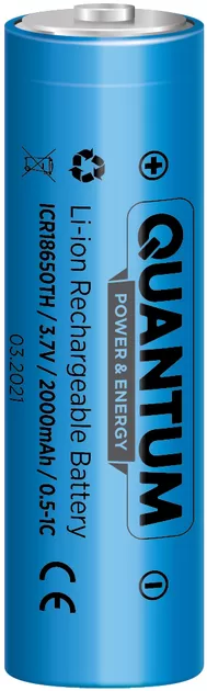 Аккумулятор 18650 QWANTUM Li-Ion 2000mAh 0.5-1C з клемним виступом (ICR18650TH/2000)