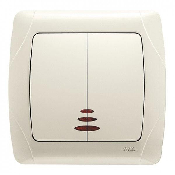 Выключатель крем 2 кл. с подсветкой VIKO CARMEN (90562050)