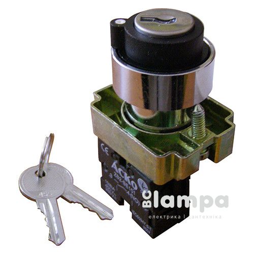 Кнопка АСКО XB2-BG41 поворотная с ключом 2-х поз. "NO Start-Stop" Ø22 (0140010011)