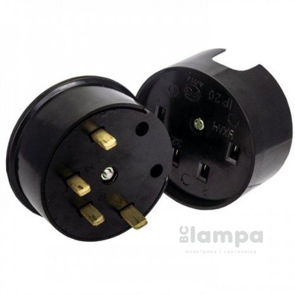 Силова вилка і гніздо 3Ф LEMANSO для електроплити чорне бакеліт (LMA317)