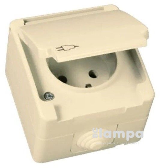 Розетка 1на з/к крем кришка/крем корпус IP54 "Nemli" (07 12 117)