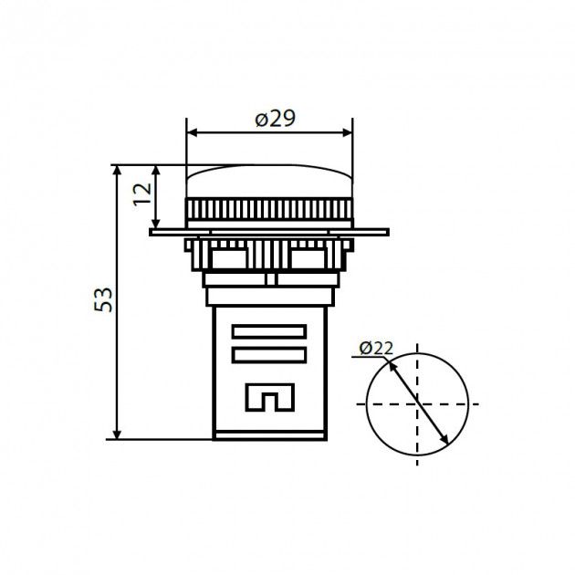 Арматура светосигнальная AD22-22DS красная 24V AC/DC  plastic (0140030047) Аско