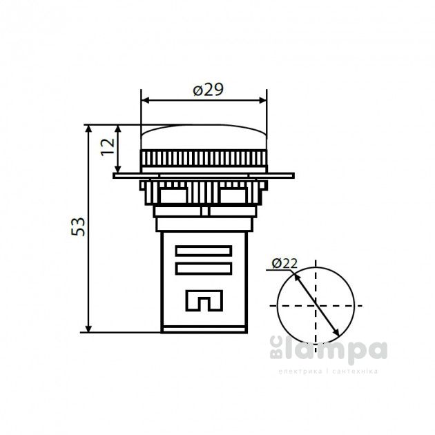 Арматура светосигнальная AD22-22DS красная 24V AC/DC  plastic (0140030047) s009021