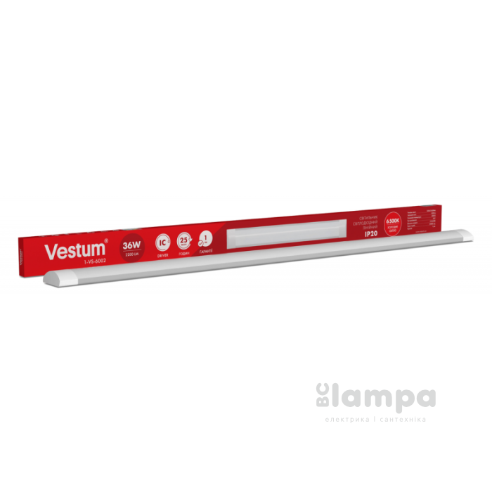 Світильник лінійний VESTUM  LED 36W 6500K 1200mm 220V IP20 (1-VS-6002)