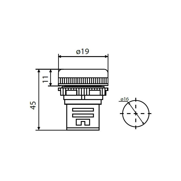 Арматура светосигнальная AD16-16DS желтая 220V plastic (s009015)