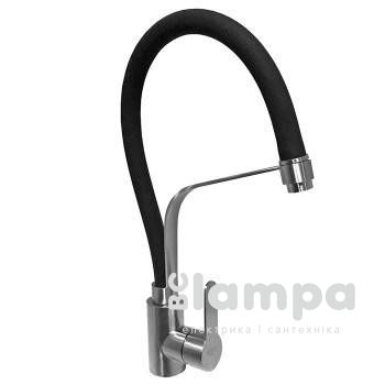 Смеситель ZEGOR кухня U SAP4-D097 черный, гибкий излив (2517)