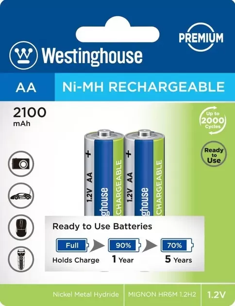 Акумулятор AA WESTINGHOUSE Ni-Mh 2100mAh 2шт. - ціна за1шт.