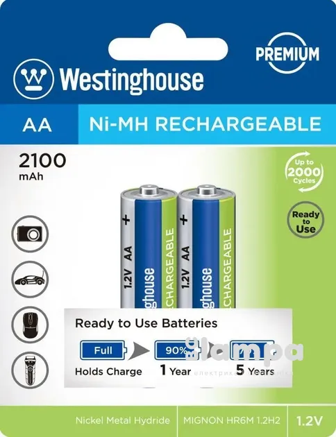 Акумулятор AA WESTINGHOUSE Ni-Mh 2100mAh 2шт. - ціна за1шт.