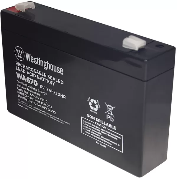 Акумулятор terminal WESTINGHOUSE  6V  7Ah F2 (WA670N-F2)